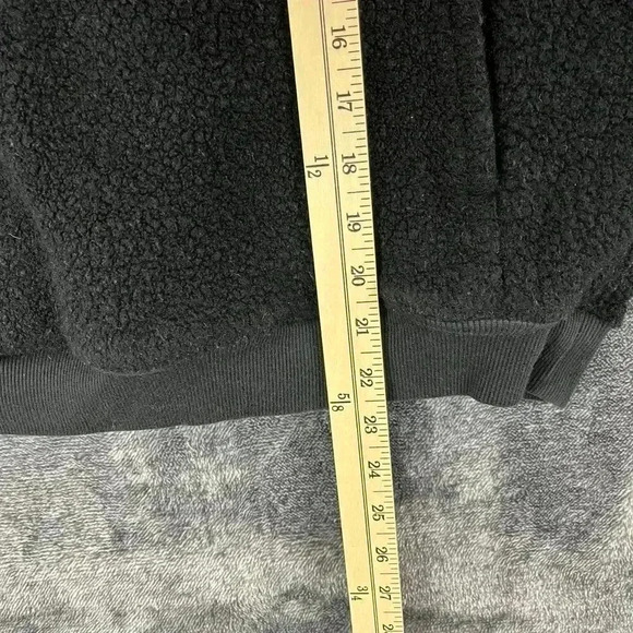 SOLD Outdoor Voices Mega Fleece Wool Blend Hoodie Sweater 1/2 Zip Sz S Black - Picture 7 of 11